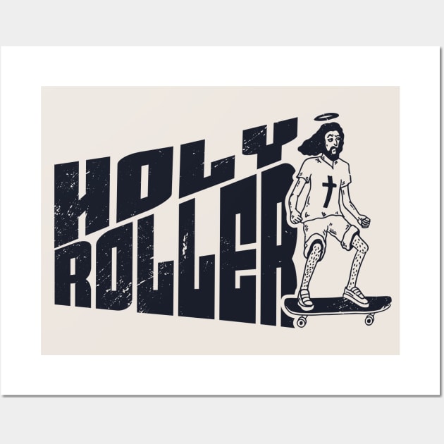 Grunge Holy Roller | Funny Skateboarding Jesus Wall Art by SLAG_Creative